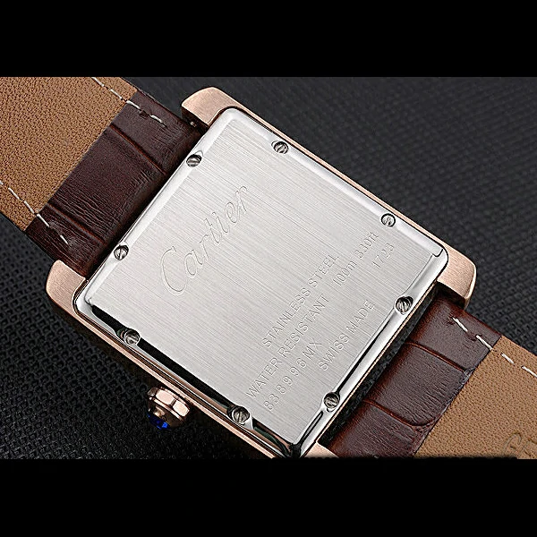 Cartier Tank MC Brown Dial Gold Case Brown Leather Strap new60472