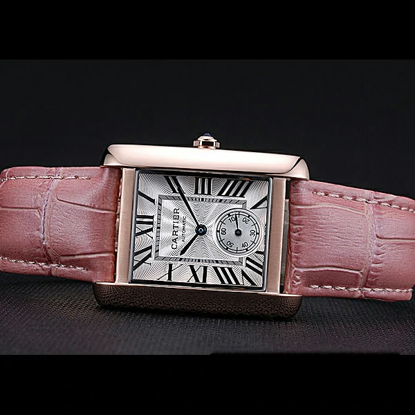 Cartier Tank MC Gold Case White Dial Pink Leather Strap new60074
