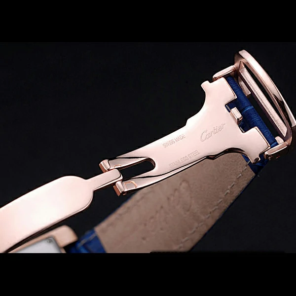 Cartier Tank MC Gold Diamond Case Blue Dial Blue Leather Stap new60069