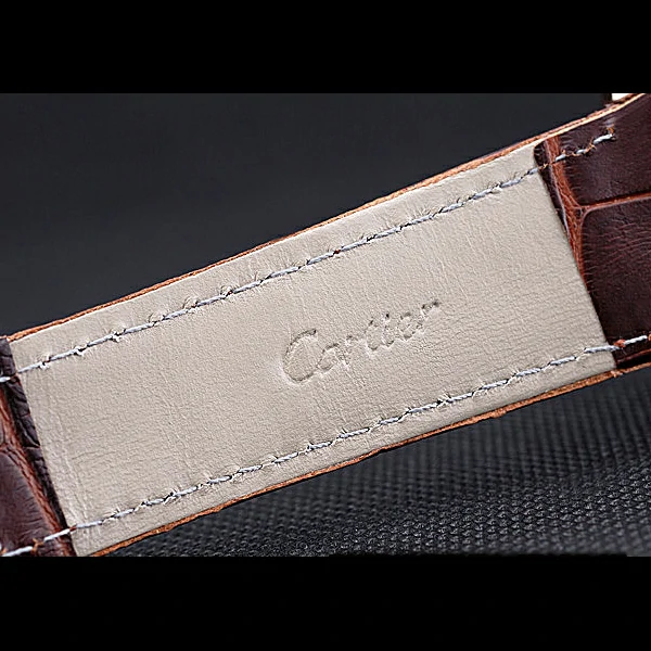 Cartier Tank MC Gold Diamond Case Brown Dial Brown Leather Strap new60068