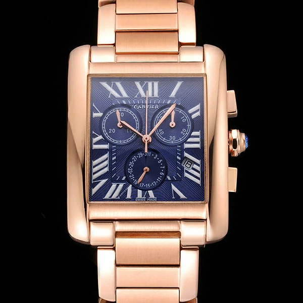 Cartier Tank MC Navy Dial Rose Gold Case And Bracelet new60630