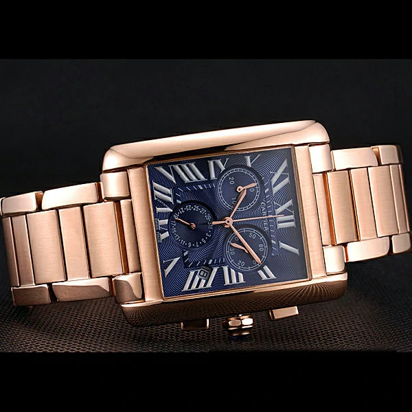 Cartier Tank MC Navy Dial Rose Gold Case And Bracelet new60630