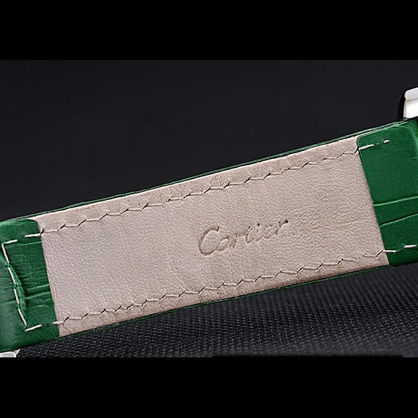 Cartier Tank MC Stainless Steel Case White Dial Green Leather Strap new60075