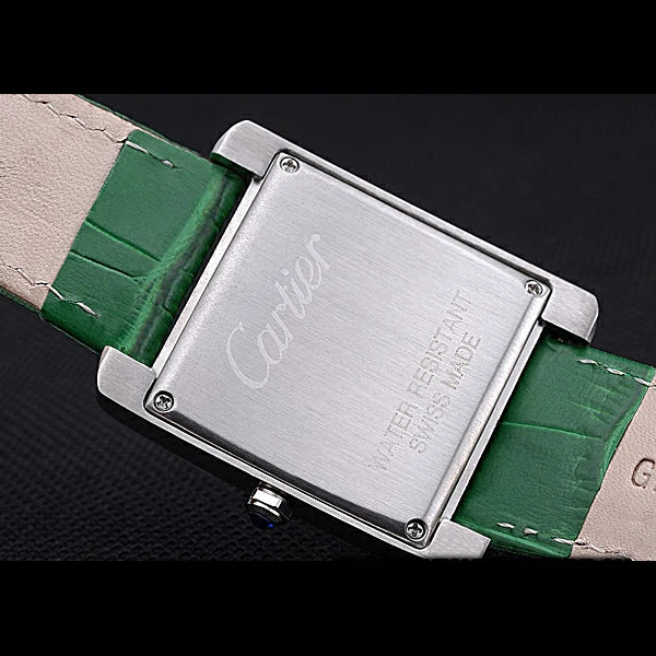 Cartier Tank MC Stainless Steel Case White Dial Green Leather Strap new60075
