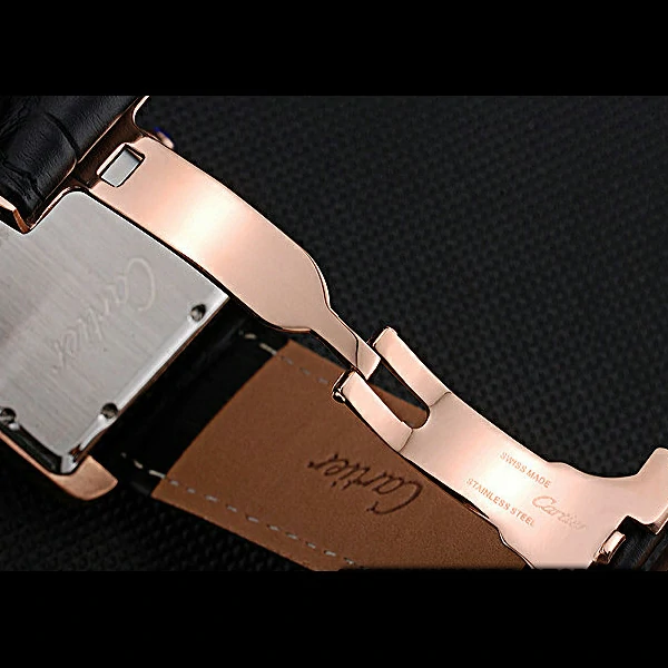 Cartier Tank MC White Dial Gold Case Black Leather Strap new60468