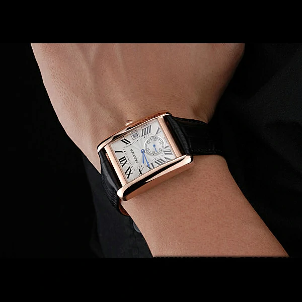 Cartier Tank MC White Dial Gold Case Black Leather Strap new60468