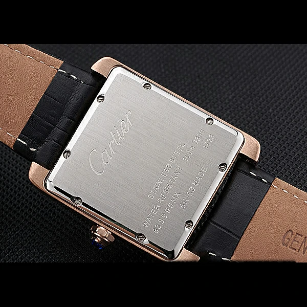 Cartier Tank MC White Dial Gold Case Black Leather Strap new60468