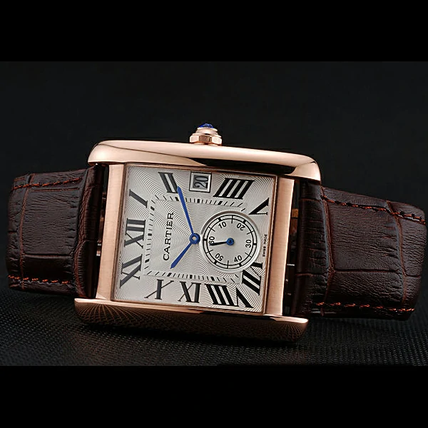 Cartier Tank MC White Dial Gold Case Brown Leather Strap new60467