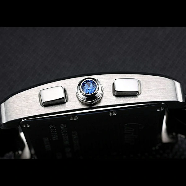 Cartier Tank MC White Dial Stainless Steel Case Black Leather Bracelet new60615