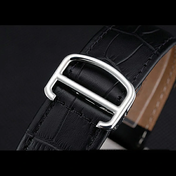 Cartier Tank MC White Dial Stainless Steel Case Black Leather Bracelet new60615
