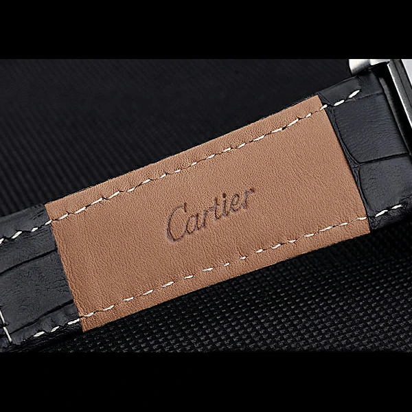 Cartier Tank MC White Dial Stainless Steel Case Black Leather Bracelet new60615
