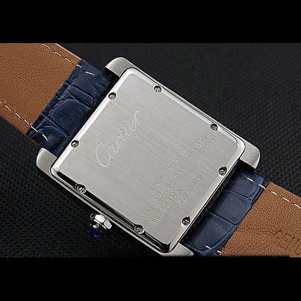 Cartier Tank MC White Dial Stainless Steel Case Blue Leather Strap new60464