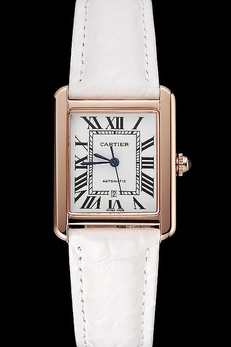 Cartier Tank Solo White Dial Gold Case White Leather Bracelet new124514