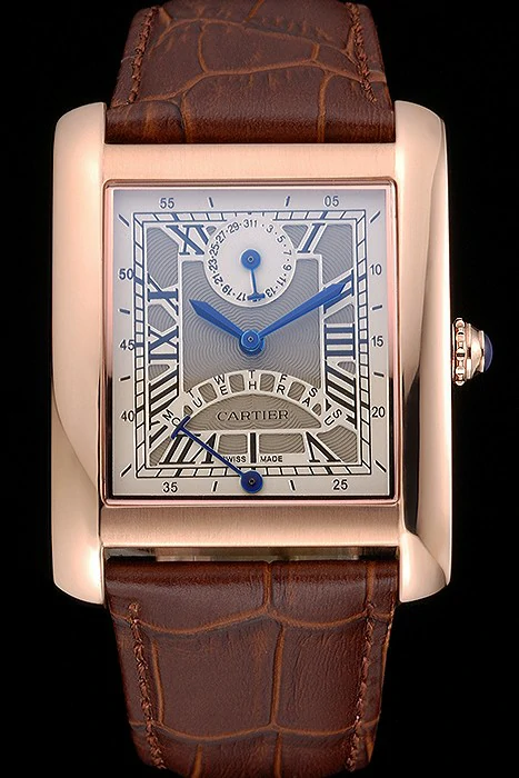 Cartier Tank White Dial Rose Gold Case Brown Leather Strap new120738
