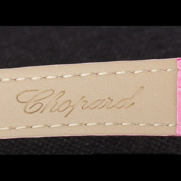 Chopard Luxury Gold Bezel with White Dial and Pink Leather Strap new59635