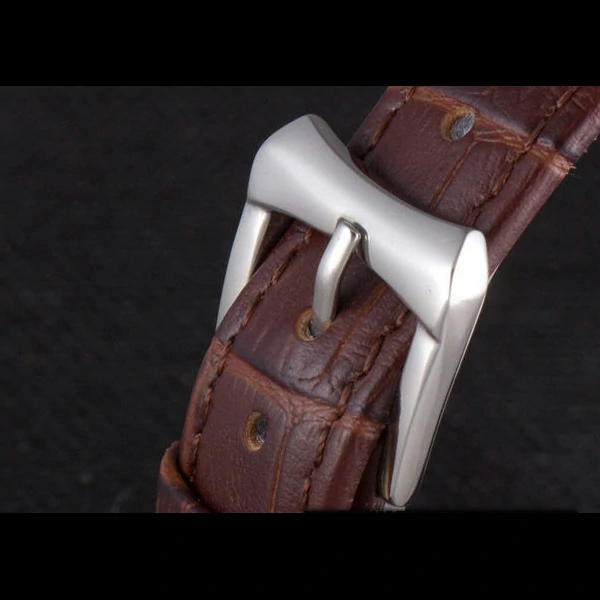 Chopard Luxury Silver Bezel with White Dial and Brown Leather Strap new59636
