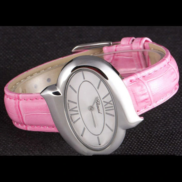 Chopard Luxury Silver Bezel with White Dial and Pink Leather Strap new59633