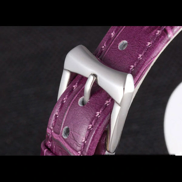 Chopard Luxury Silver Bezel with White Dial and Purple Leather Strap new59638