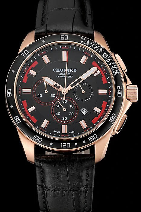 Chopard Mille Miglia GTS Black Dial Gold Case Black Leather Bracelet new124453