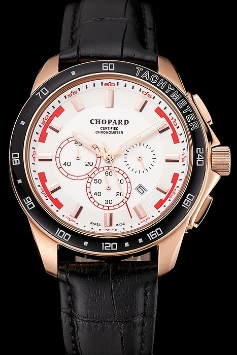 Chopard Mille Miglia GTS White Dial Gold Case Black Leather Bracelet new124452