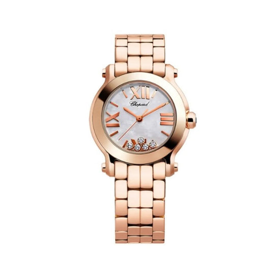 Chopard Replica Watch Happy Sport, 18k Rose Gold, 5 floating diamonds, 30mm, 274189-5003