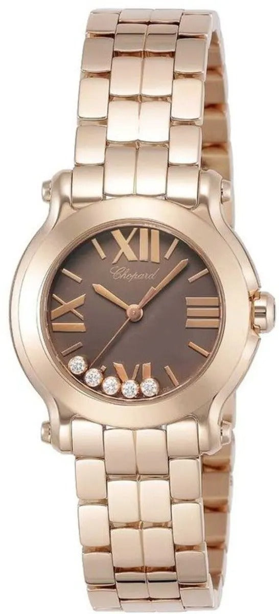 Chopard Replica Watch Happy Sport, 18k Rose Gold, 5 floating diamonds, 30mm, 274189-5004