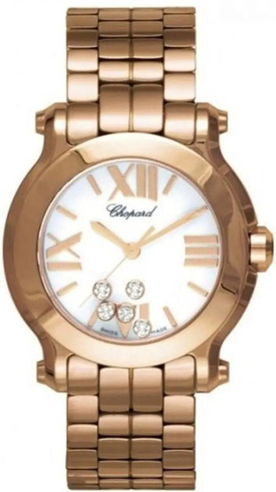 Chopard Replica Watch Happy Sport, 18k Rose Gold, 5 floating diamonds, 30mm, 274189-5011