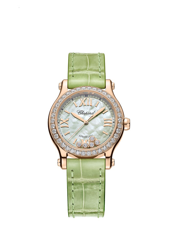 Chopard Replica Watch Happy Sport, 18k Rose Gold, 5 floating diamonds, 30mm, 274893-5016