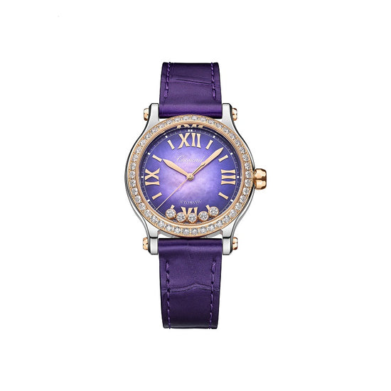 Chopard Replica Watch Happy Sport Automatic, 18k ethical Rose Gold and Stainless Steel, 5 floating diamonds, 33mm, 278608-6012