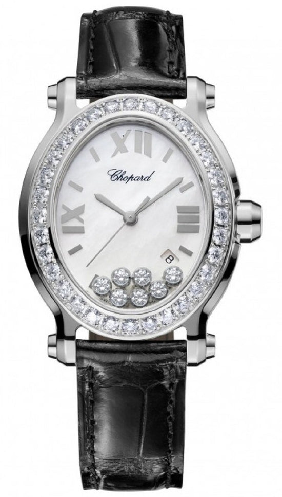 Chopard Replica Watch Happy Sport Oval, Stainless Steel, 7 floating diamonds, 30.75mm x 33.6mm, 278546-3002