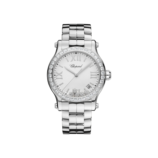 Chopard Replica Watch Happy Sport Quartz, Stainless Steel, 5 floating diamonds, 36mm, 278582-3004