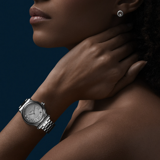 Chopard Replica Watch Happy Sport, Stainless Steel, 7 floating diamonds, 36mm, 278559-3002