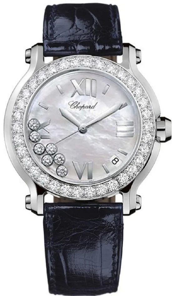 Chopard Replica Watch Happy Sport, Stainless Steel and 18k White Gold, 7 floating diamonds, 36mm, 278475-3038