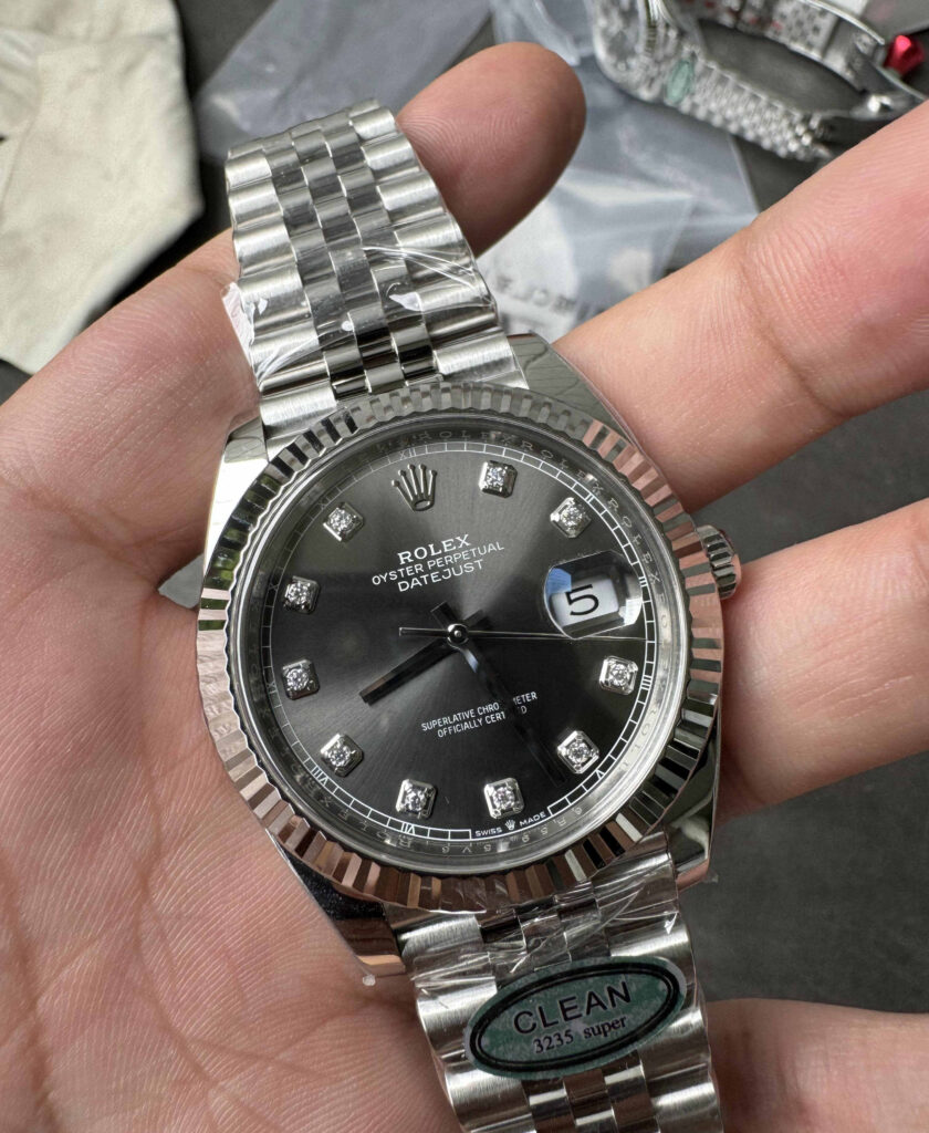 Datejust 126334 Grey Diamond Dial – Rolex Datejust Super Clone 41mm