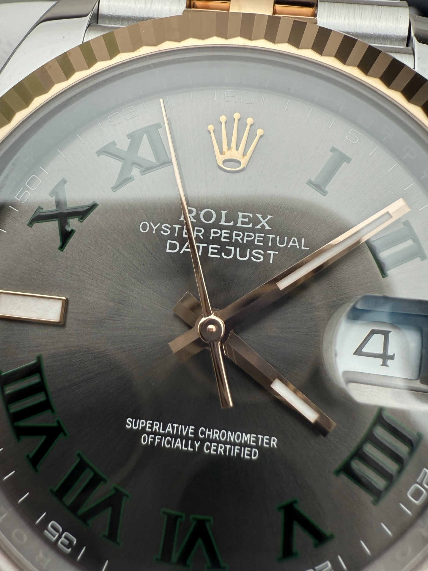 Datejust 41 126333 Rose Gold & Steel Green Roman Dial Super Clone 3235