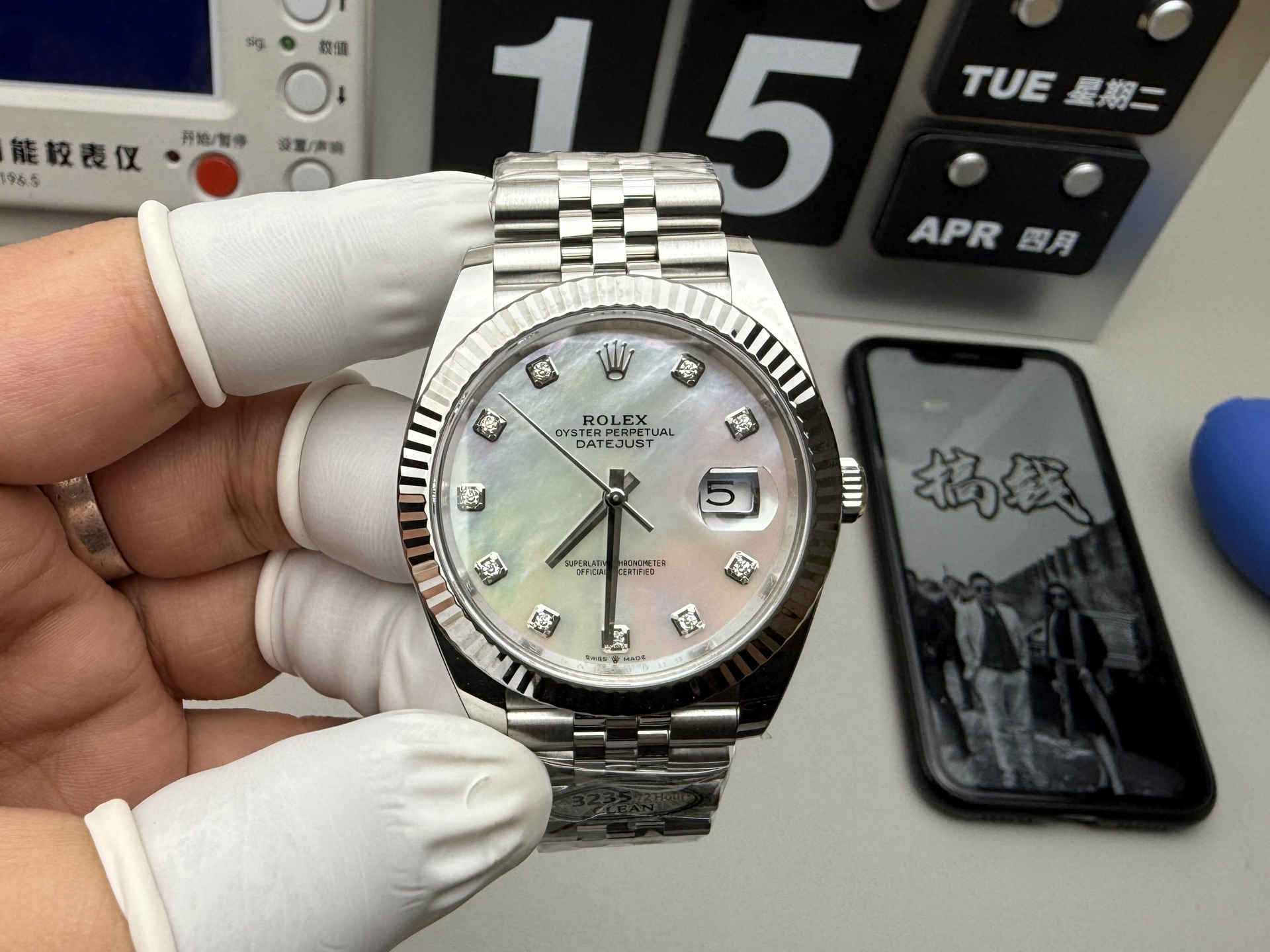 Datejust 41 126334 – MOP Dial with Moissanite Markers & Super Clone 3235