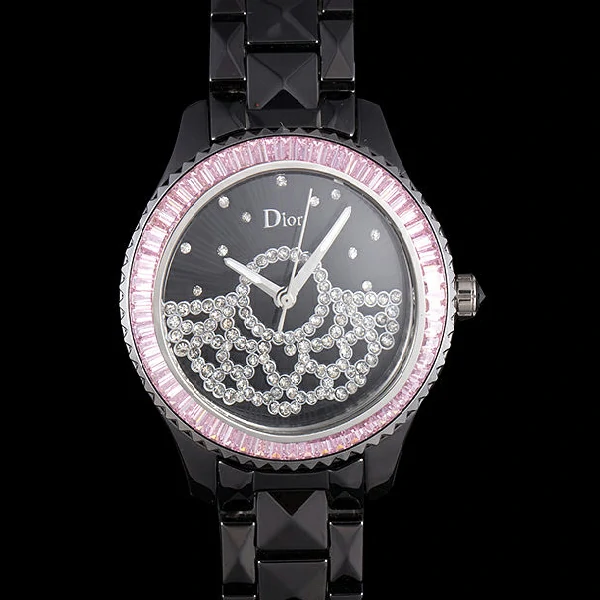 Dior VIII Baguette Cut Pink Diamonds with Diamond Encrusted Dial new59453