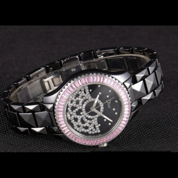 Dior VIII Baguette Cut Pink Diamonds with Diamond Encrusted Dial new59453