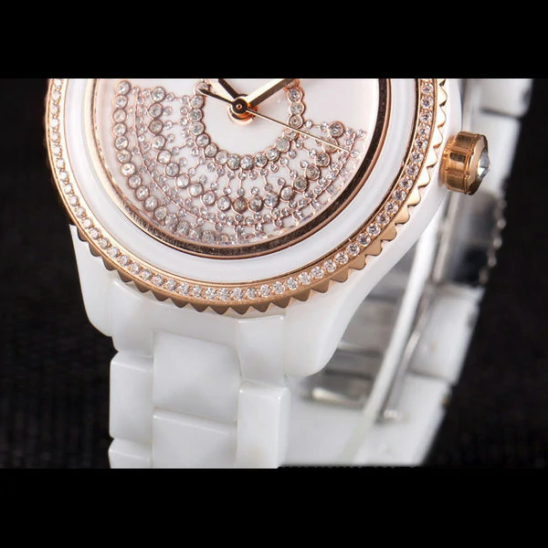 Dior VIII Grand Bal Rose Gold Bezel White Bracelet new59448
