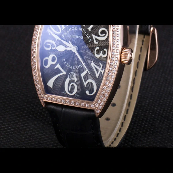 Franck Muller Casablanca Black Croco Leather Band Crystal Encrusted Bezel new59732