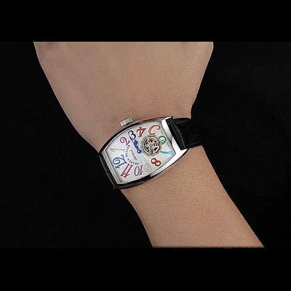 Franck Muller Casablanca Black Croco Leather Strap White Dial new59261