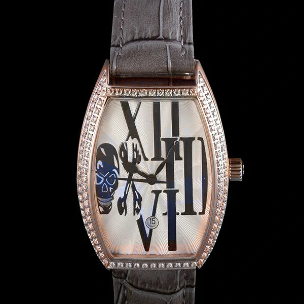 Franck Muller Casablanca Dark Grey Croco Leather Band Crystal Encrusted Bezel new59736
