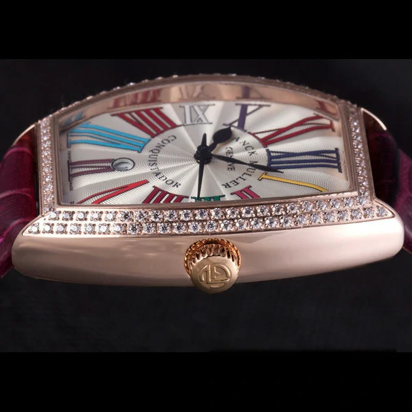 Franck Muller Casablanca Purple Croco Leather Band Crystal Encrusted Bezel new59724