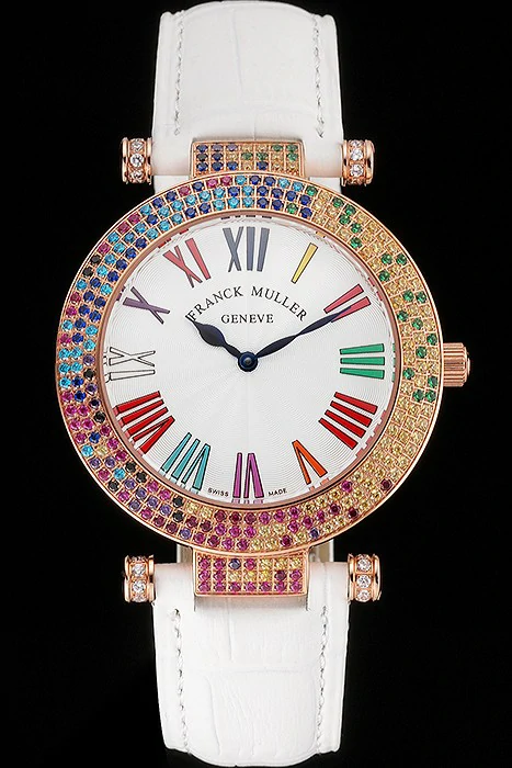 Franck Muller Double Mistery 4 Saisons White Dial Rose Gold Case White Leather Strap new122594