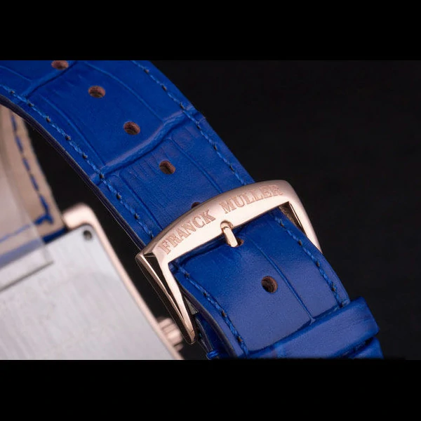 Franck Muller Infinity Diamond Encrusted Rose Gold Bezel Blue Croco Bracelet new59291