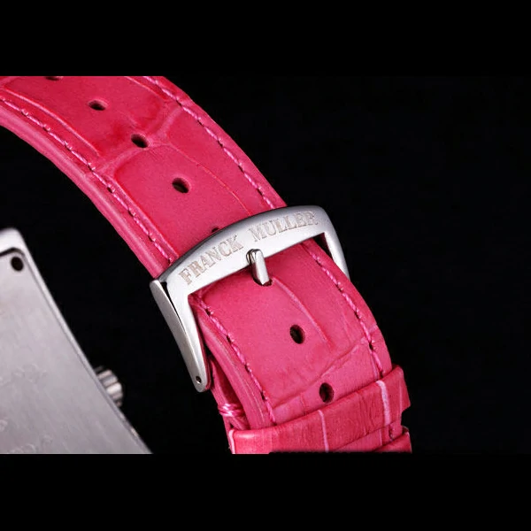 Franck Muller Infinity Diamond Encrusted Rose Gold Bezel Pink Croco Bracelet new59292