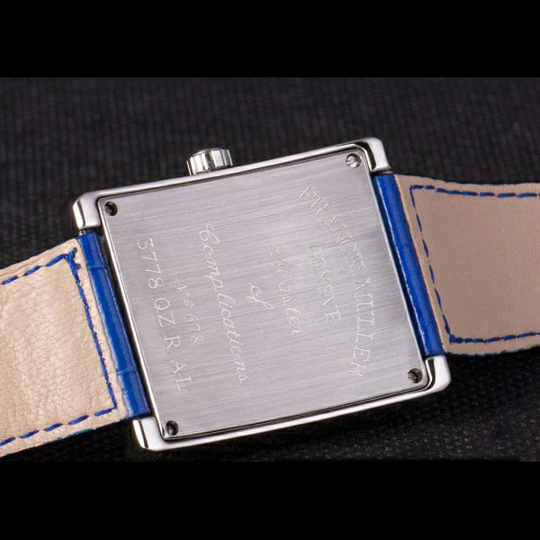 Franck Muller Infinity Polished Stainless Steel Bezel Blue Croco Bracelet new59303
