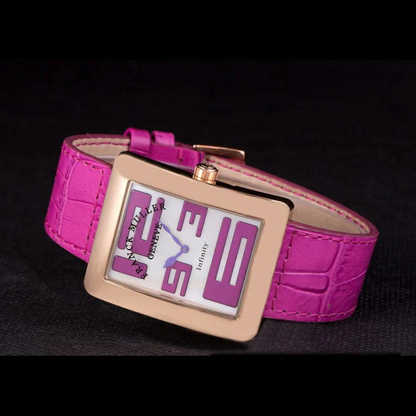 Franck Muller Infinity Rose Gold Bezel Fuchsia Croco Bracelet new59296