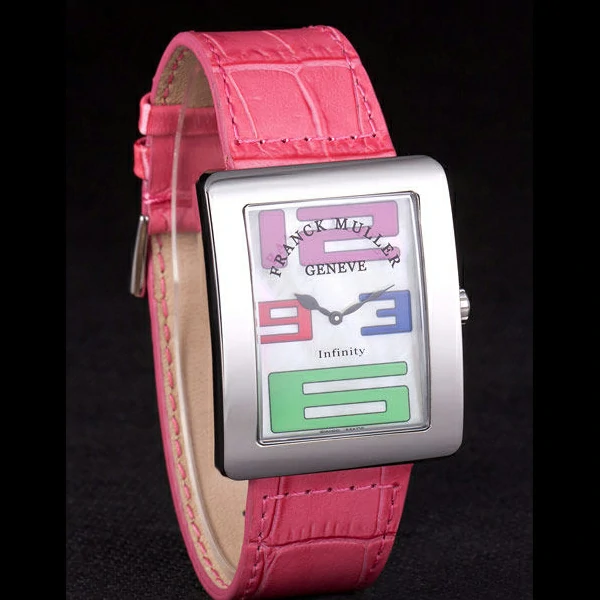 Franck Muller Infinity Stainless Steel Bezel Pink Croco Bracelet new59295