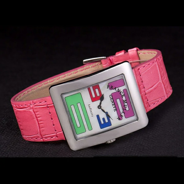 Franck Muller Infinity Stainless Steel Bezel Pink Croco Bracelet new59295